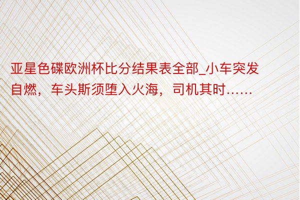亚星色碟欧洲杯比分结果表全部_小车突发自燃，车头斯须堕入火海，司机其时……