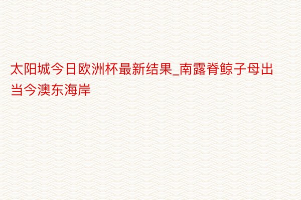 太阳城今日欧洲杯最新结果_南露脊鲸子母出当今澳东海岸
