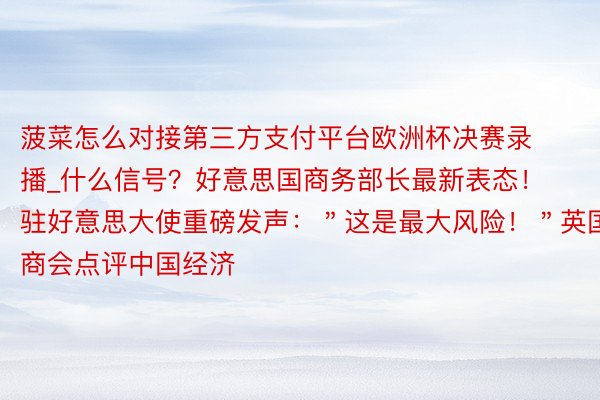 菠菜怎么对接第三方支付平台欧洲杯决赛录播_什么信号？好意思国商务部长最新表态！驻好意思大使重磅发声：＂这是最大风险！＂英国商会点评中国经济