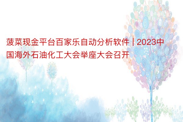 菠菜现金平台百家乐自动分析软件 | 2023中国海外石油化工大会举座大会召开