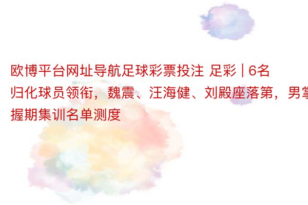 欧博平台网址导航足球彩票投注 足彩 | 6名归化球员领衔，魏震、汪海健、刘殿座落第，男掌握期集训名单测度