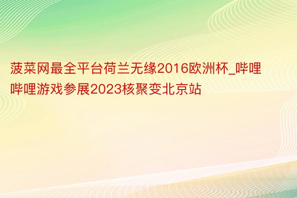 菠菜网最全平台荷兰无缘2016欧洲杯_哔哩哔哩游戏参展2023核聚变北京站